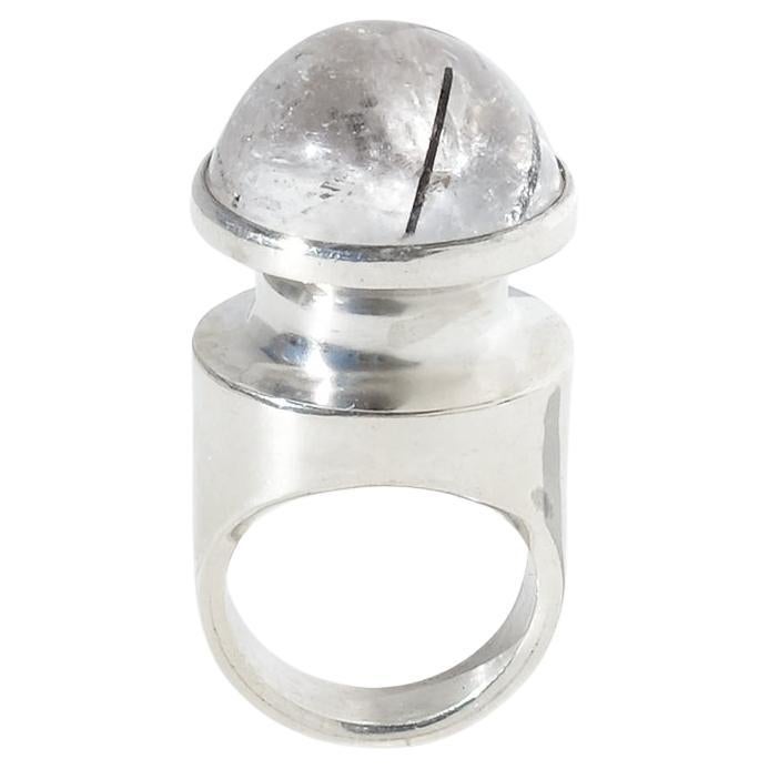 Vintage Silver and Rock Crystal Ring by Åke Stavenow Made 1965