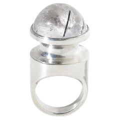 Vintage Silver and Rock Crystal Ring by Åke Stavenow Made 1965