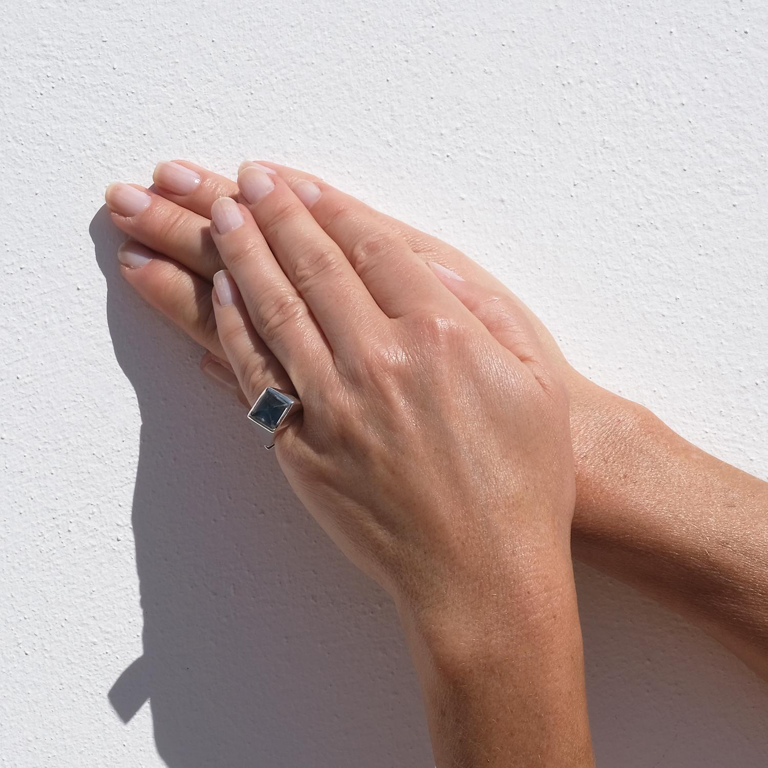 Vintage Silver and Rock Crystal Ring by Vivianna Torun Bülow-Hübe,  1960s For Sale 5