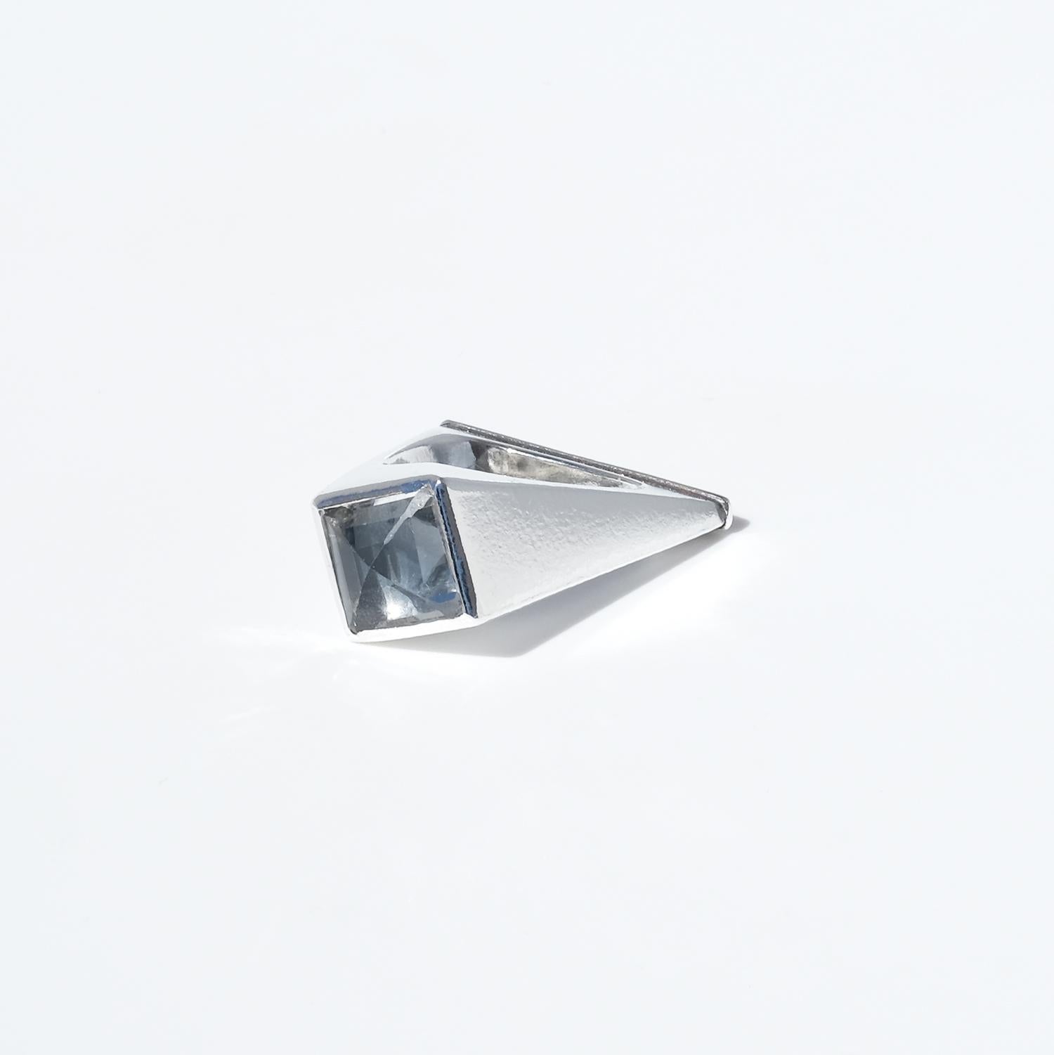 Vintage Silver and Rock Crystal Ring by Vivianna Torun Bülow-Hübe,  1960s In Good Condition For Sale In Stockholm, SE
