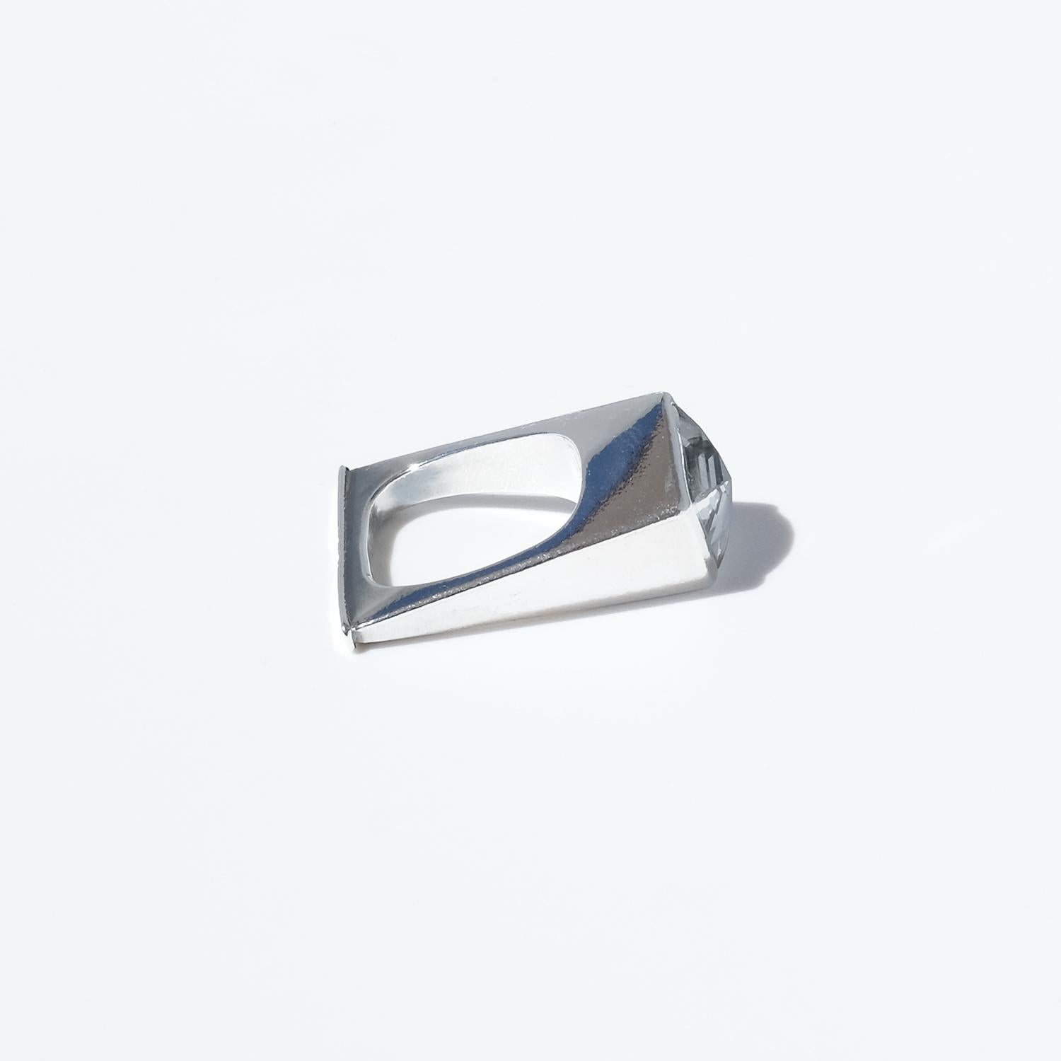 Vintage Silver and Rock Crystal Ring by Vivianna Torun Bülow-Hübe,  1960s For Sale 2