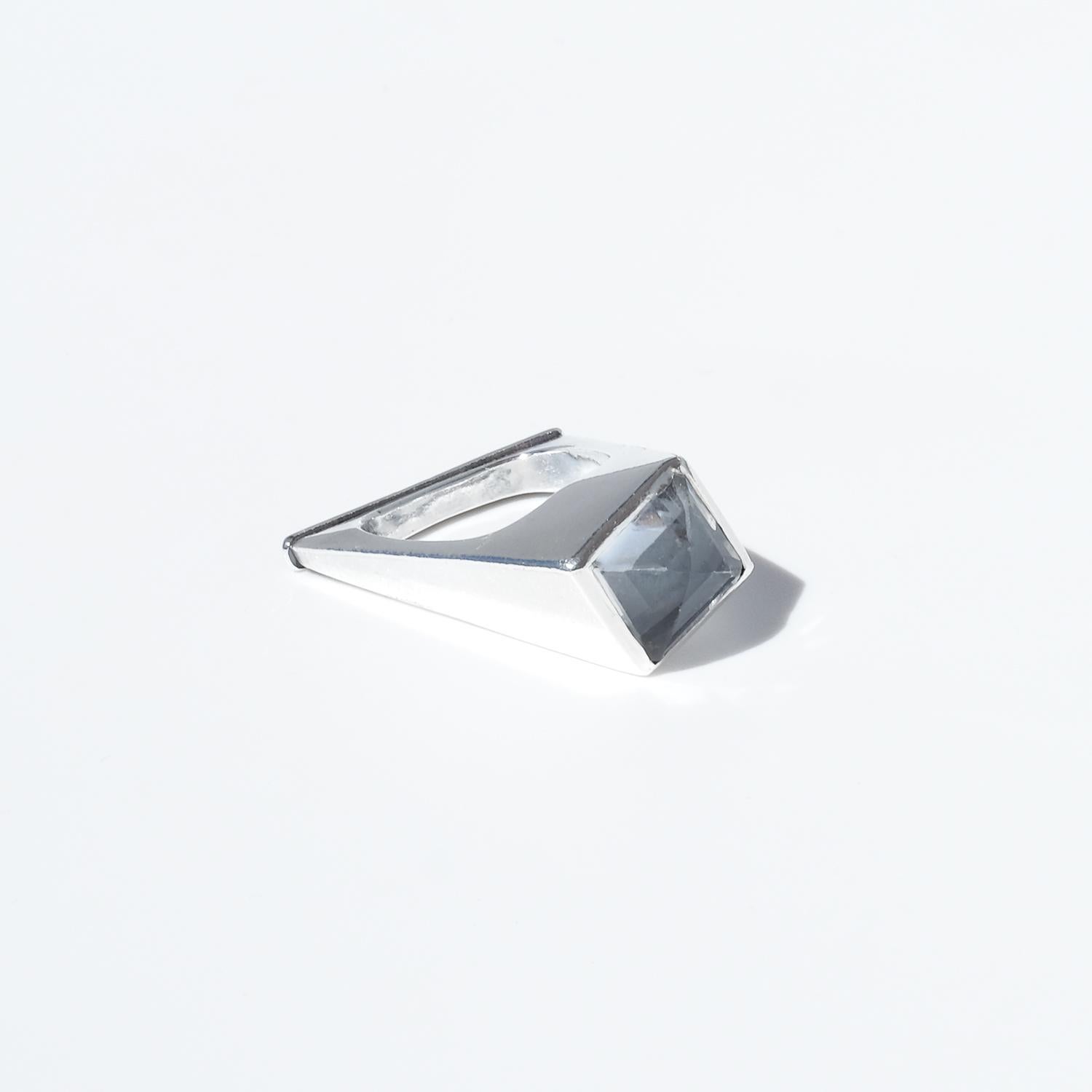 Vintage Silver and Rock Crystal Ring by Vivianna Torun Bülow-Hübe,  1960s For Sale 3