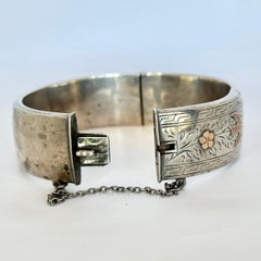 Vintage Silber und Rose Gold dekorative Wachs gefüllte Armreif
