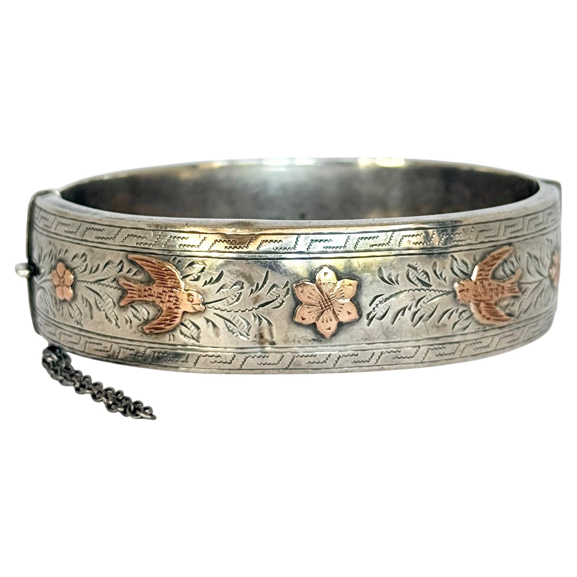 Bracelet décoratif en argent et or rose vintage rempli de cire