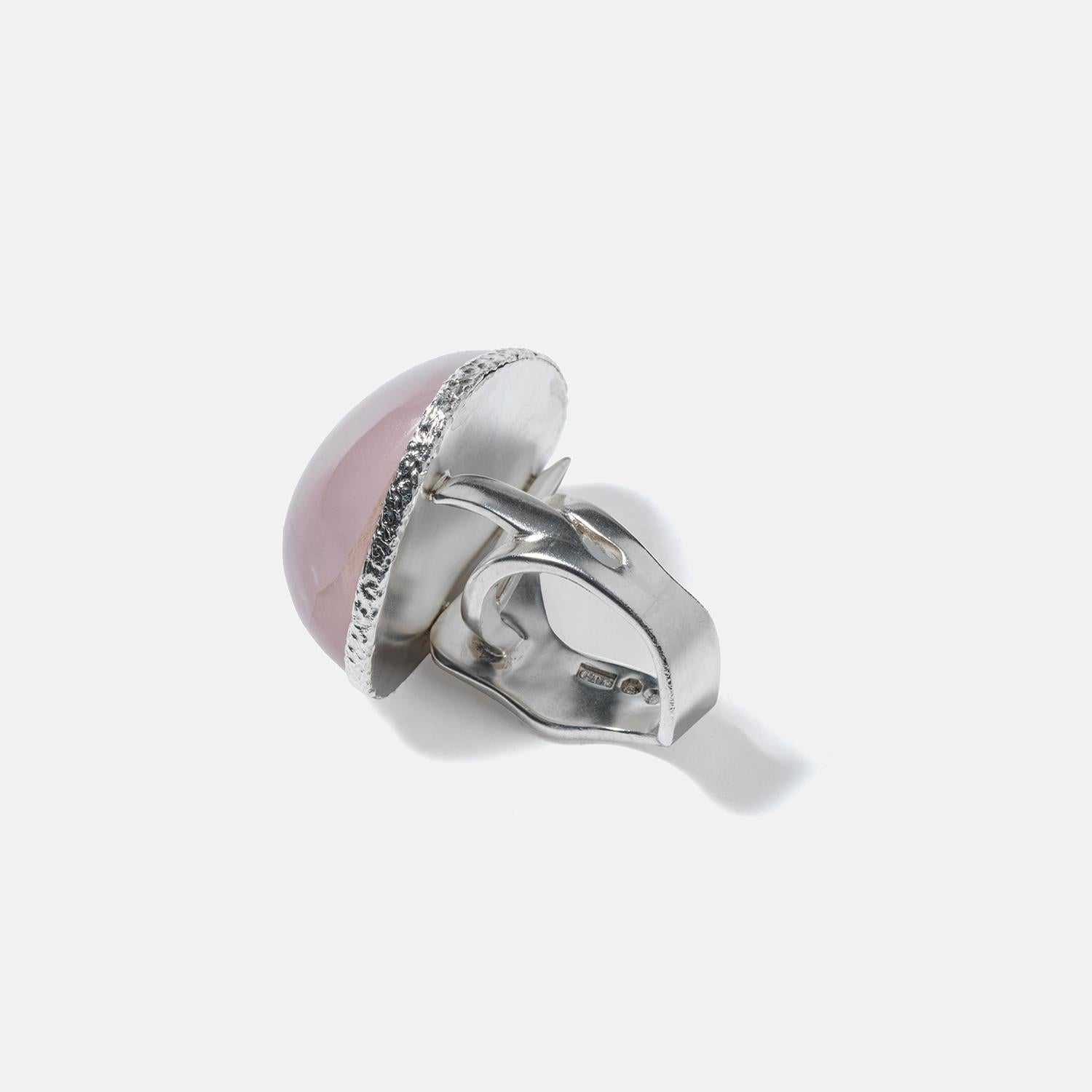 Vintage Silver and Rose Quartz Ring by Swedish master Carl Forsberg Year 1973 For Sale 1