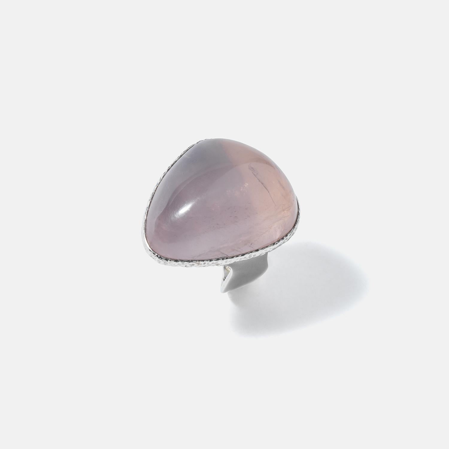 Vintage Silver and Rose Quartz Ring by Swedish master Carl Forsberg Year 1973 For Sale 2