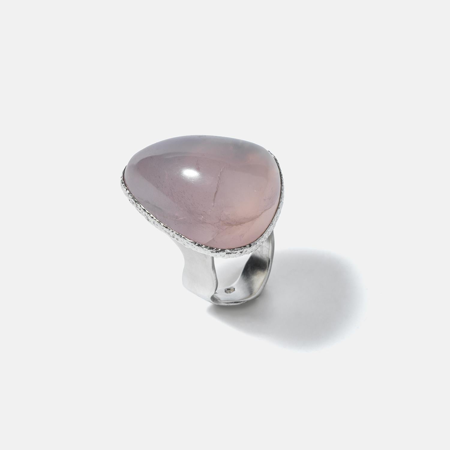 Vintage Silver and Rose Quartz Ring by Swedish master Carl Forsberg Year 1973 For Sale 3