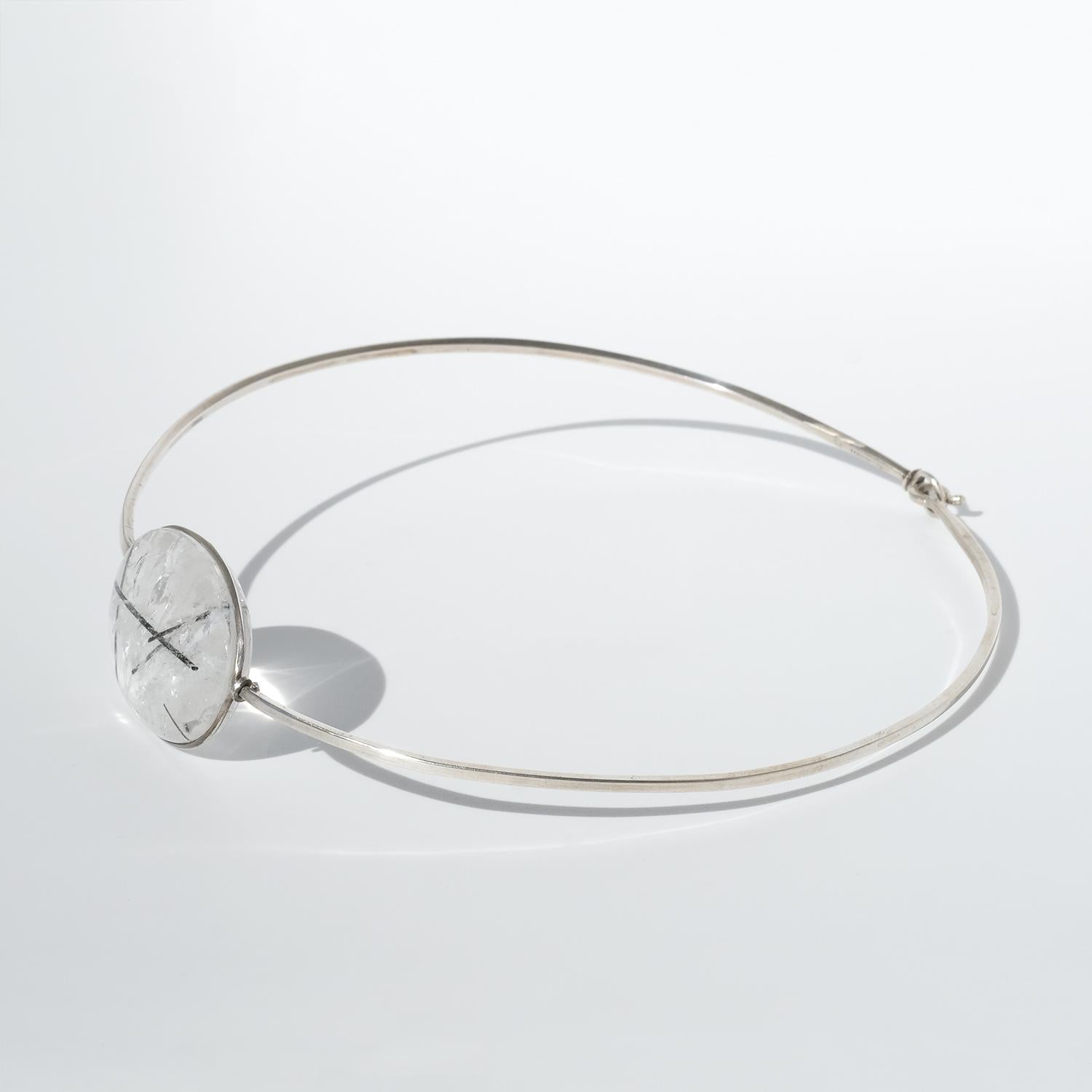 Anello da collo in argento e quarzo rutilico vintage di Vivianna Torun Bülow-Hübe In condizioni buone in vendita a Stockholm, SE