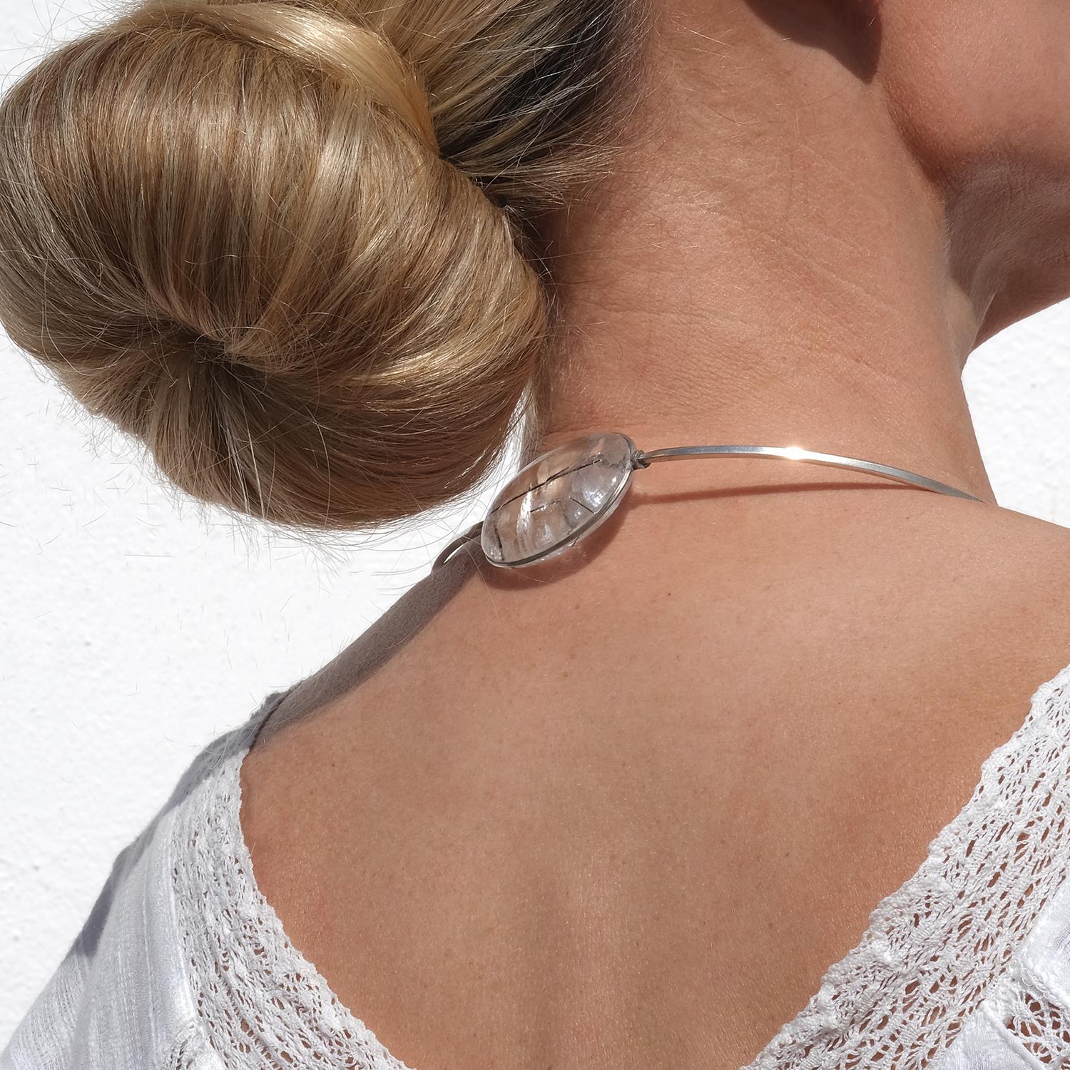 Anello da collo in argento e quarzo rutilico vintage di Vivianna Torun Bülow-Hübe in vendita 4