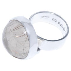 Vintage Silver and Rutile Quartz Ring by Cecilia Johansson Made 1972