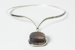Vintage silver and smoke quartz neckring by Torun Bülow-Hübe, Denmark, 1960s