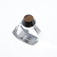 Bracelet vintage en argent et quartz fumé fabriqué par Gussi en 1965