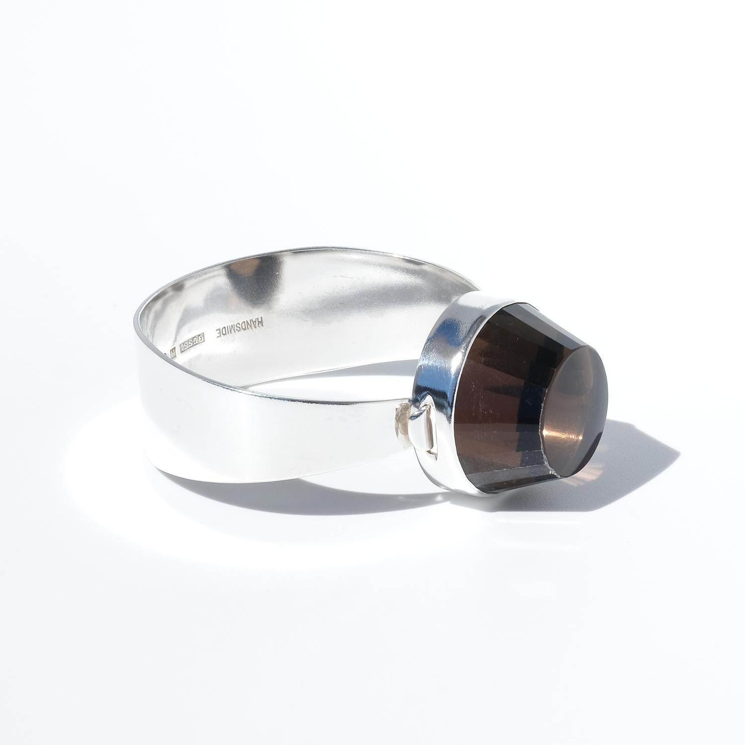 Bracciale vintage in argento e quarzo fumé di Gussi Made 1965 In condizioni buone in vendita a Stockholm, SE