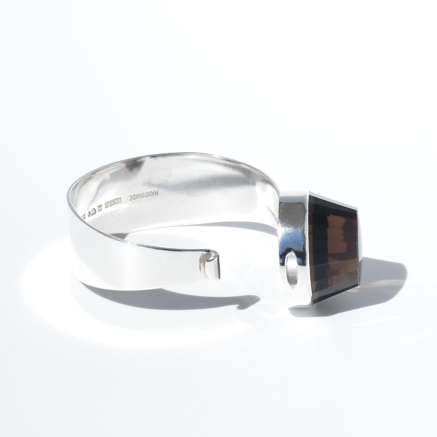 da uomo o donna Bracciale vintage in argento e quarzo fumé di Gussi Made 1965 in vendita