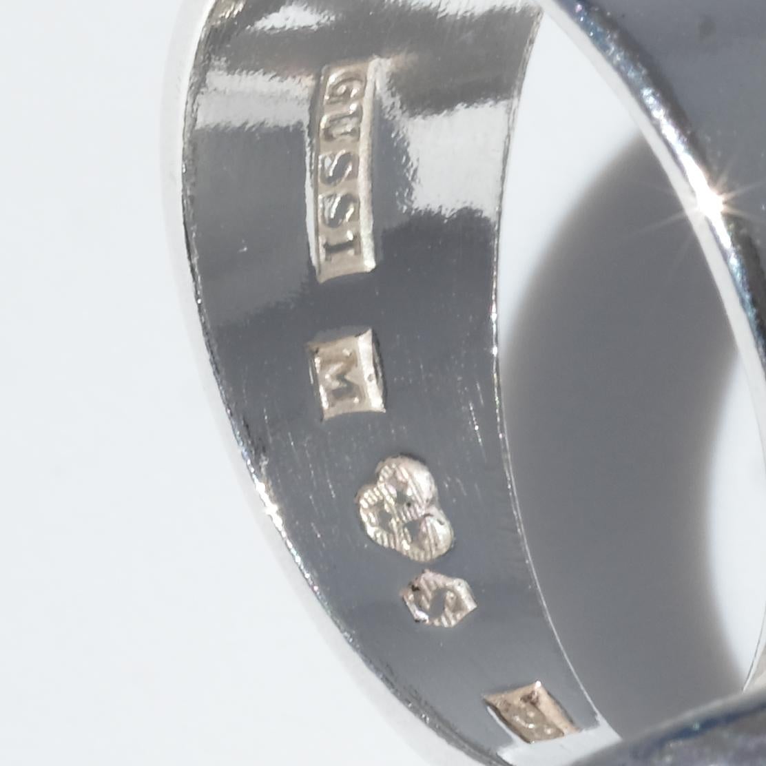 Vintage Silver and Smoky Quartz Ring by Gussi Made 1965 For Sale 3