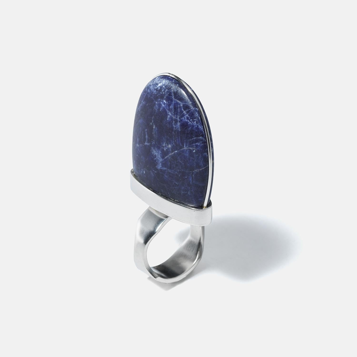 Women's or Men's Vintage Silver and Sodalite Ring by Carl Forsberg Made Year 1971 For Sale