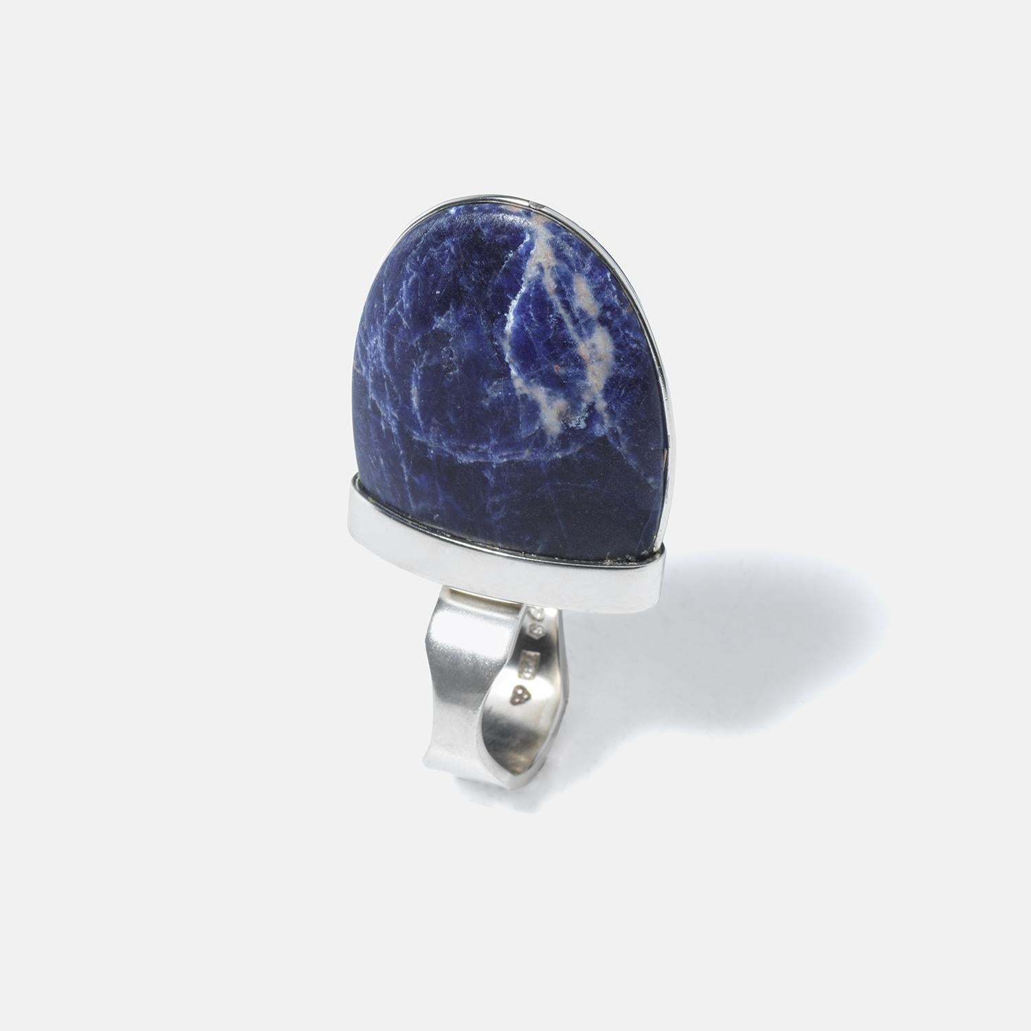 Vintage Silver and Sodalite Ring by Carl Forsberg Made Year 1971 For Sale 2