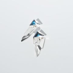 Pendants d'oreilles vintage en argent et Spectrolite de Lapponia, fabriqués en 1995