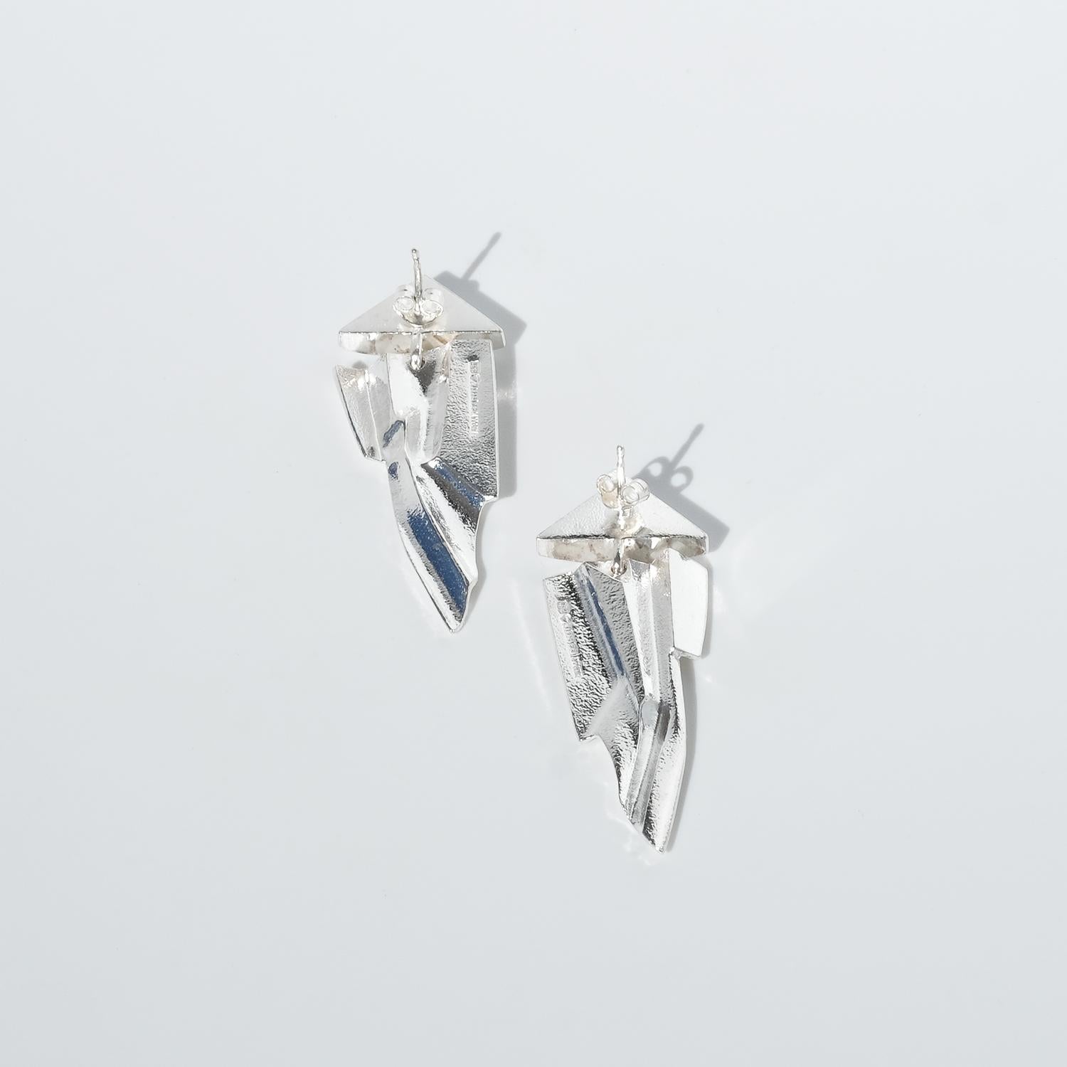 Vintage Silver and Spectrolite Dangling Earrings by Lapponia Made 1995 1