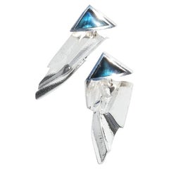 Orecchini pendenti in argento e spettrolite vintage di Lapponia Made 1995
