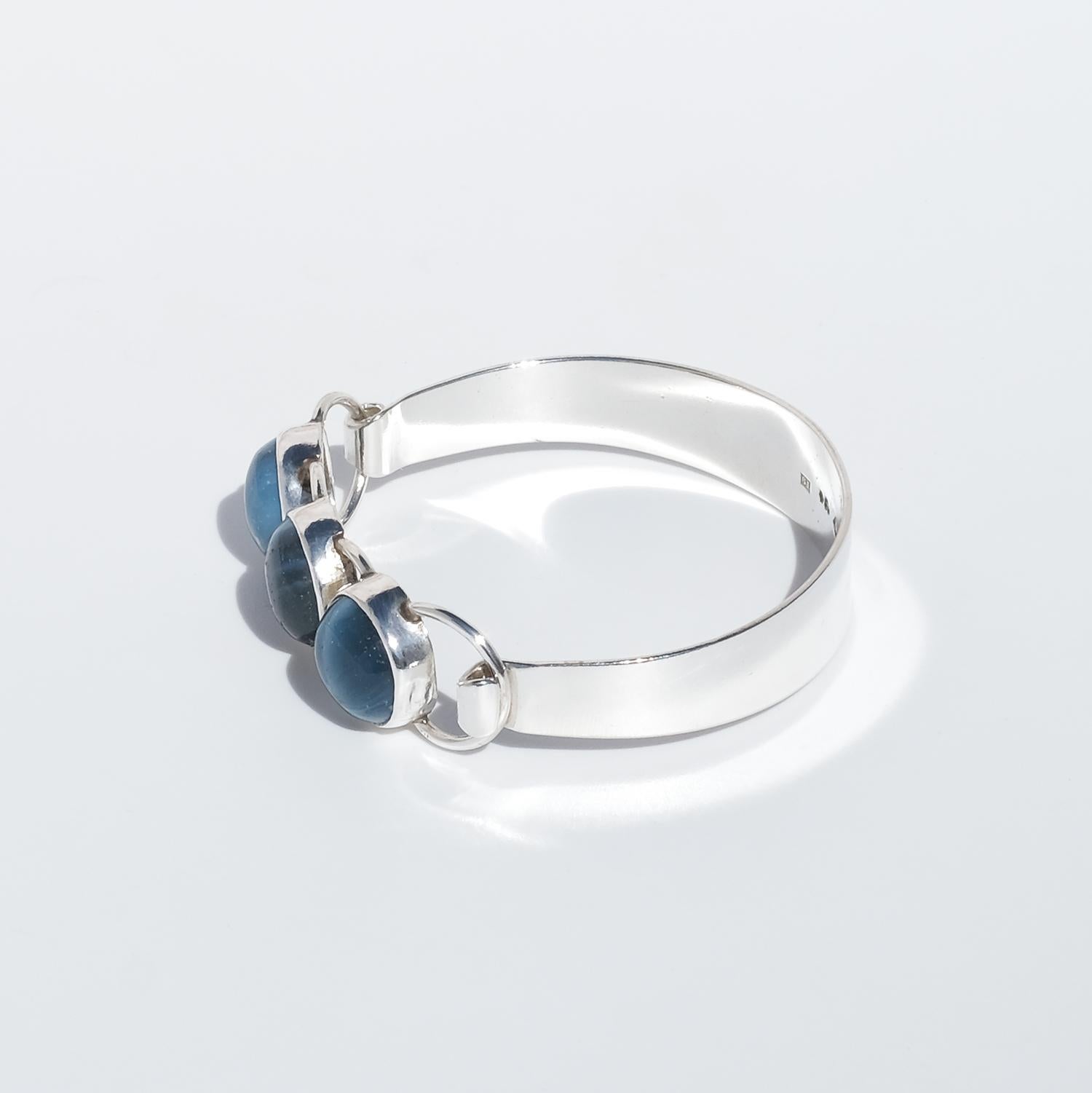 Femenino o masculino Vintage Silver and Swedish Blue Bracelet by Bergslagsmycke & Nordström Made 1969 en venta