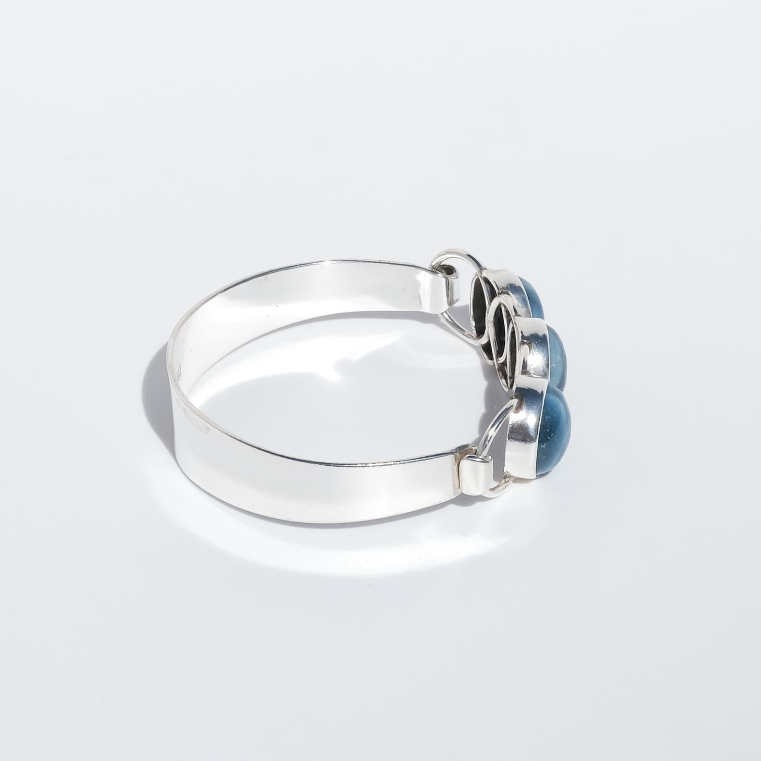 Vintage Silver and Swedish Blue Bracelet by Bergslagsmycke & Nordström Made 1969 en venta 1