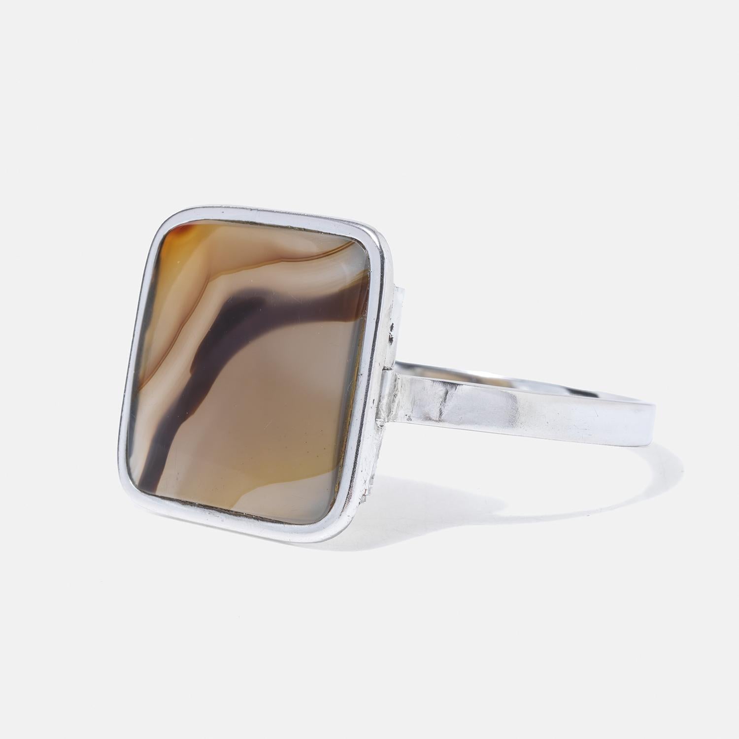 Vintage Silver and Tiger Eye Bracelet by Christian Lacroix, 1970s For Sale 2