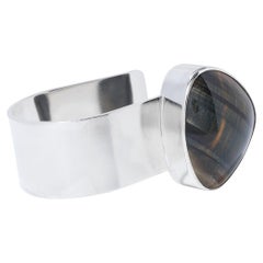 Vintage Silver and Tiger Eye Bracelet by Suzanne Färnert Made Year 1974