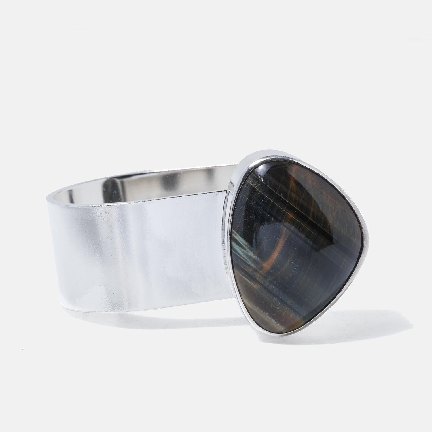 Vintage Silver and Tiger Eye Bracelet by Suzanne Färnert Made Year 1974 3