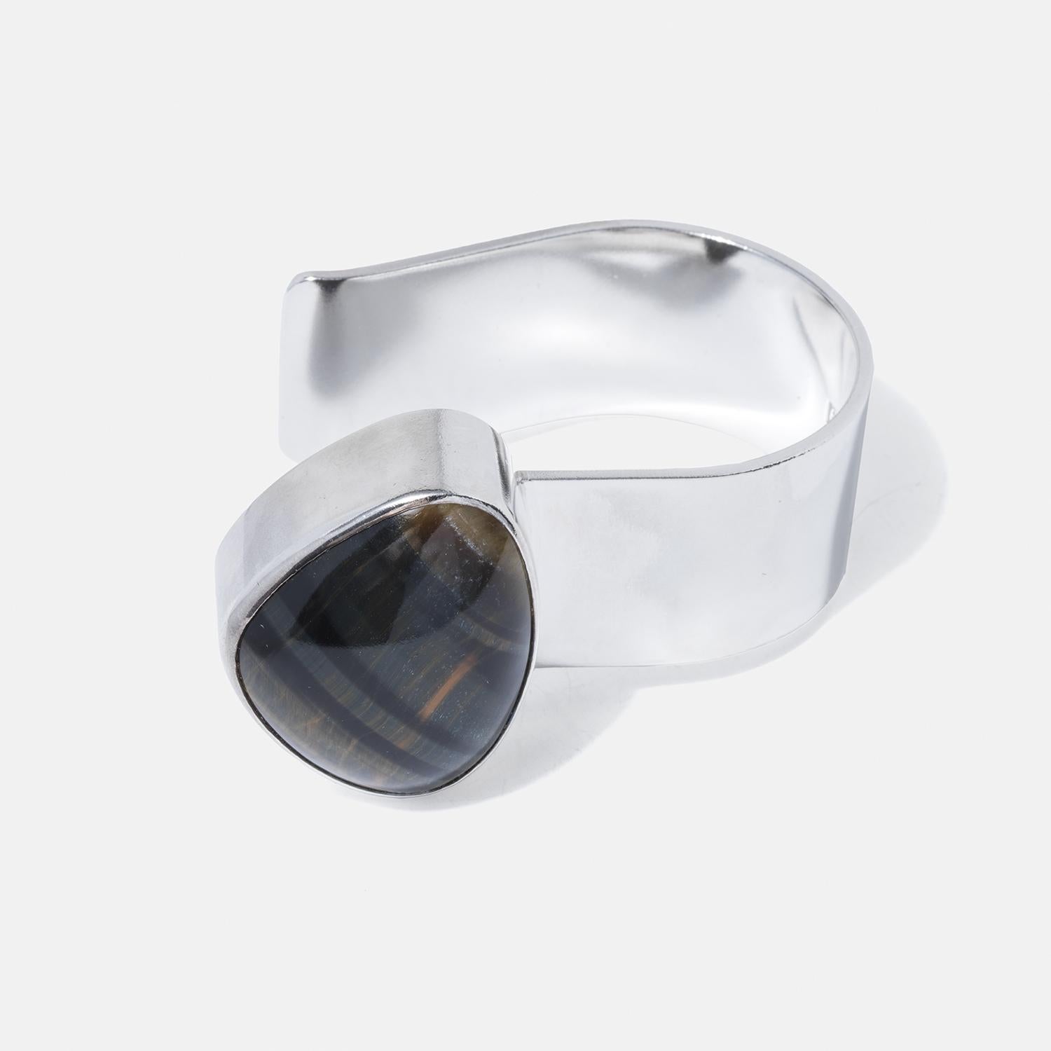 Vintage Silver and Tiger Eye Bracelet by Suzanne Färnert Made Year 1974 4