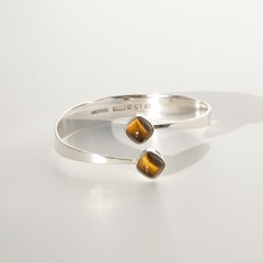 Bracelet manchette vintage en argent et œil de tigre de Gert Thysell, fabriqué en 1966