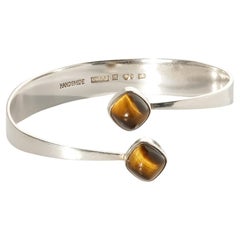 Vintage Silver and Tiger Eye Cuff Bracelet by Gert Thysell Made Year 1966