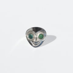 Anillo vintage de plata y turmalina del Atelier Borgila sueco Fabricado en 1956