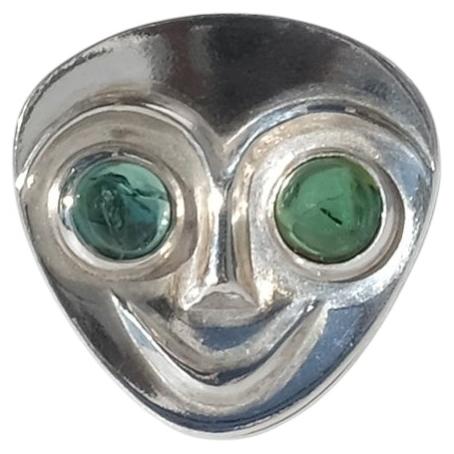 Vintage Silver and Tourmaline Ring by Swedish Atelier Borgila Made 1956 For Sale