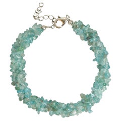 Vintage Silver Aquamarine Bead Bracelet, Circa 1980