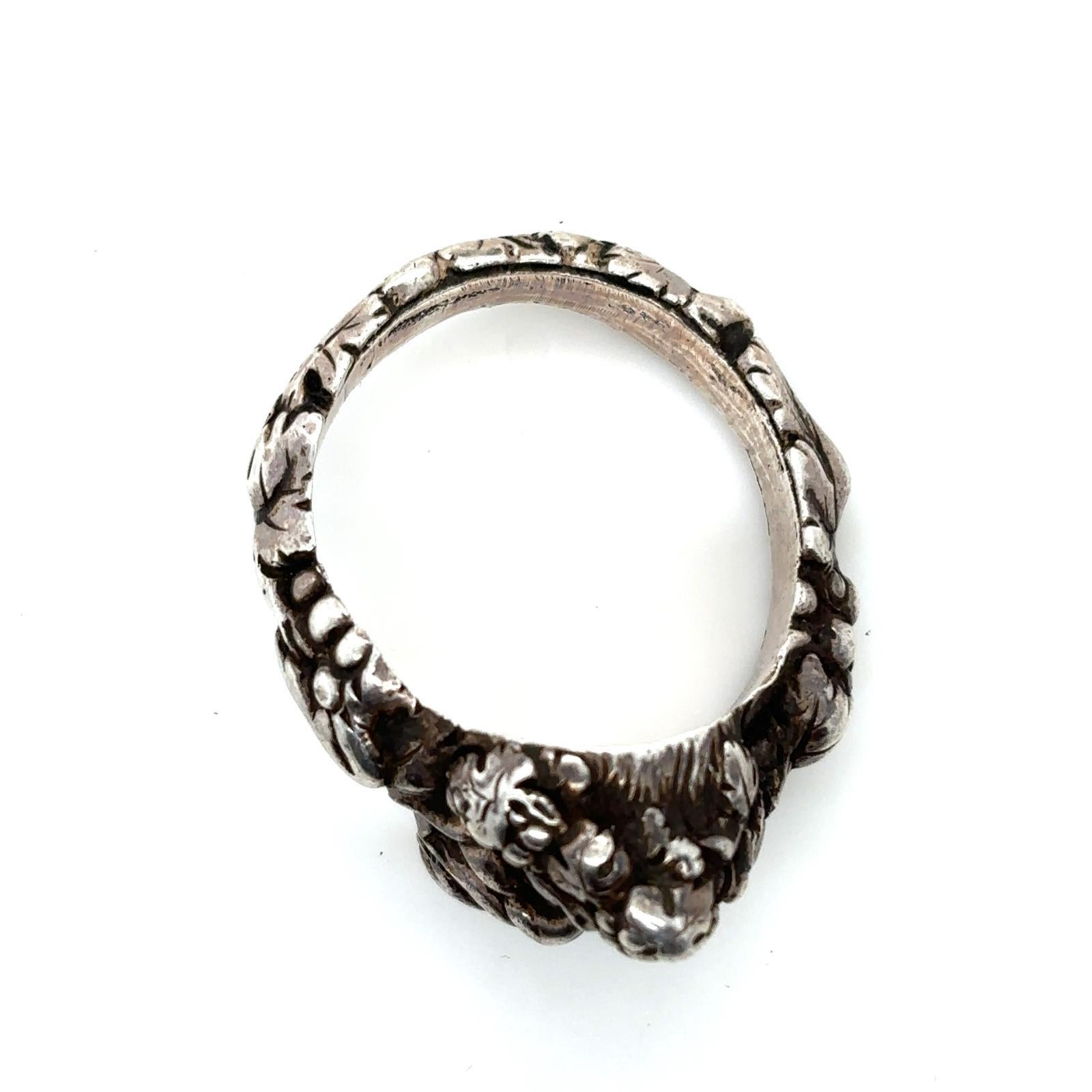 Vintage Silver Bacchus Greek God of Wine Ring, Circa 1960 For Sale 2