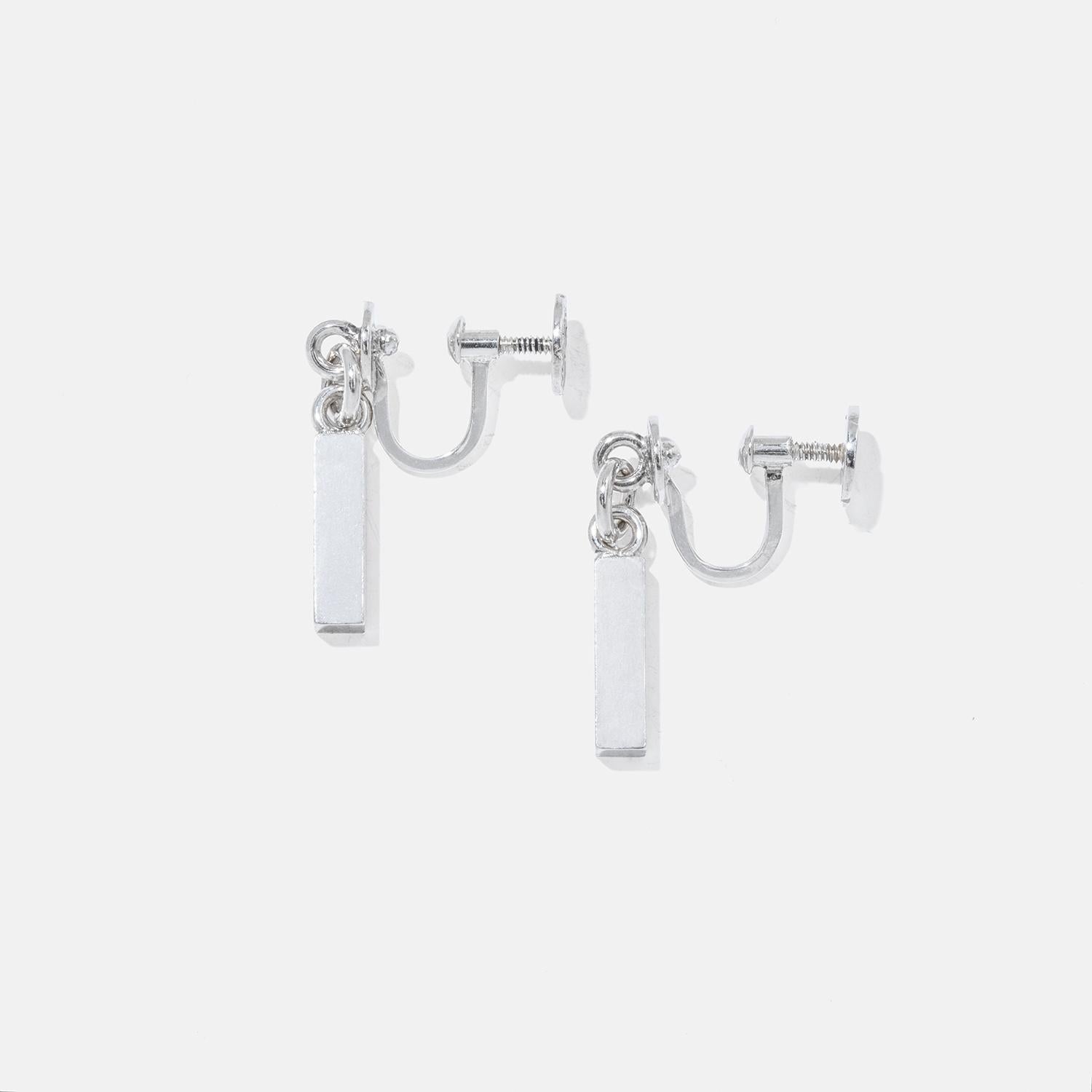 Vintage Silver Bar Earrings by Wiwen Nilsson Made 1960 In Good Condition For Sale In Stockholm, SE