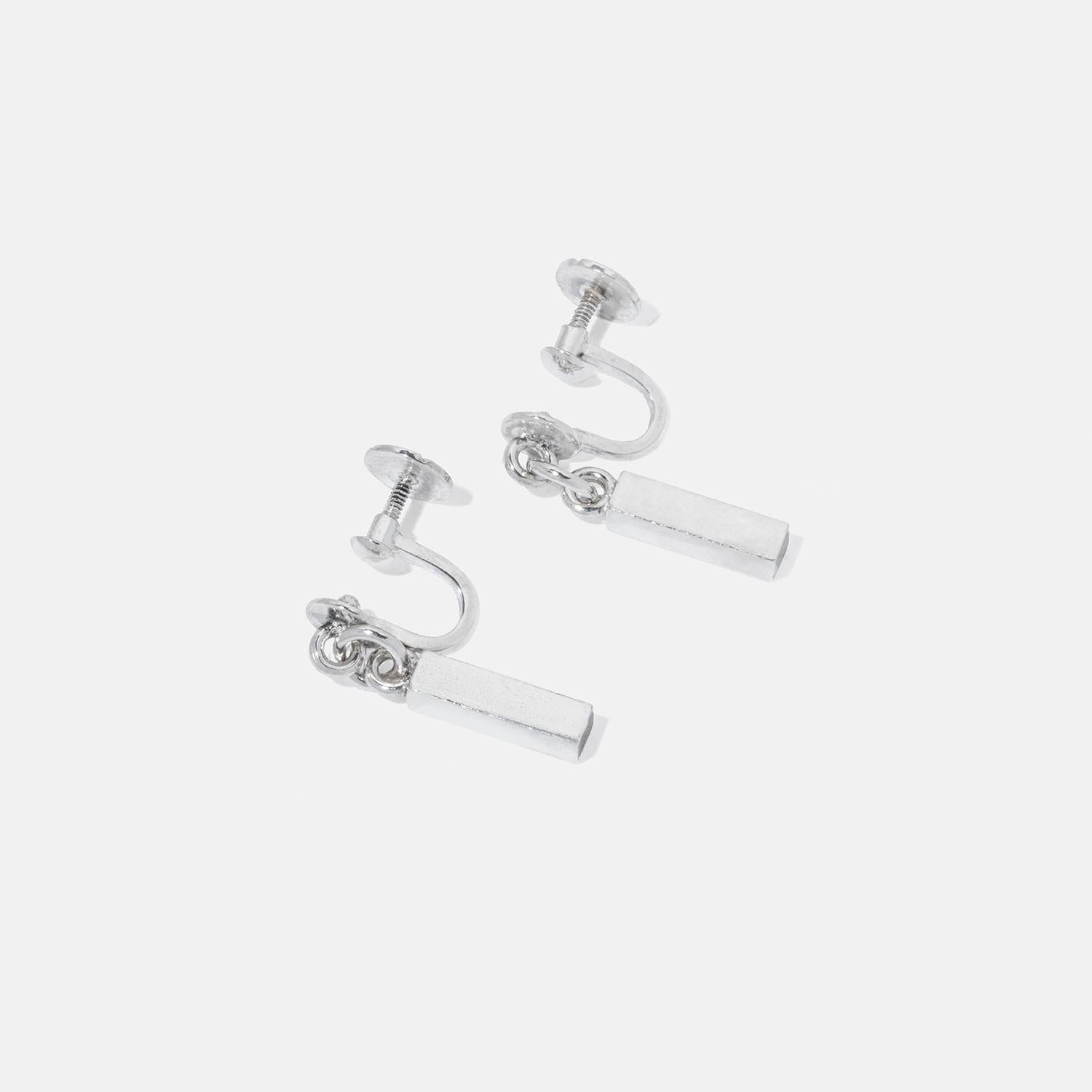 Women's or Men's Vintage Silver Bar Earrings by Wiwen Nilsson Made 1960 For Sale