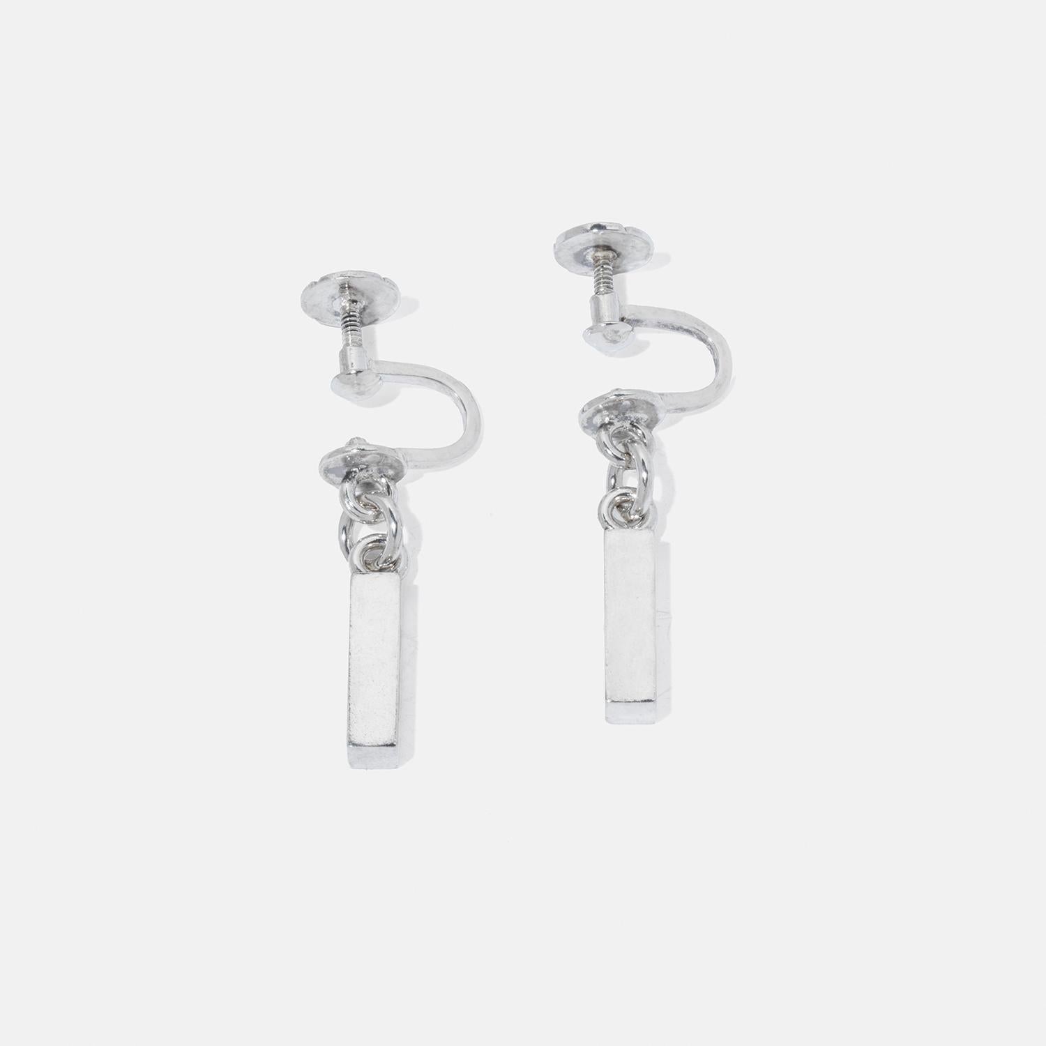 Vintage Silver Bar Earrings by Wiwen Nilsson Made 1960 For Sale 1
