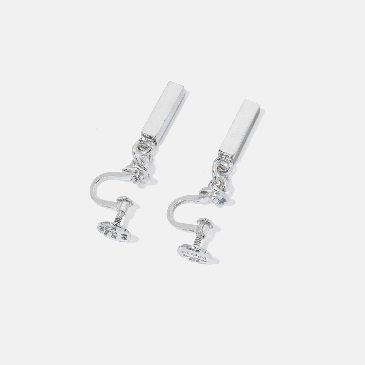 Vintage Silver Bar Earrings by Wiwen Nilsson Made 1960 For Sale 2