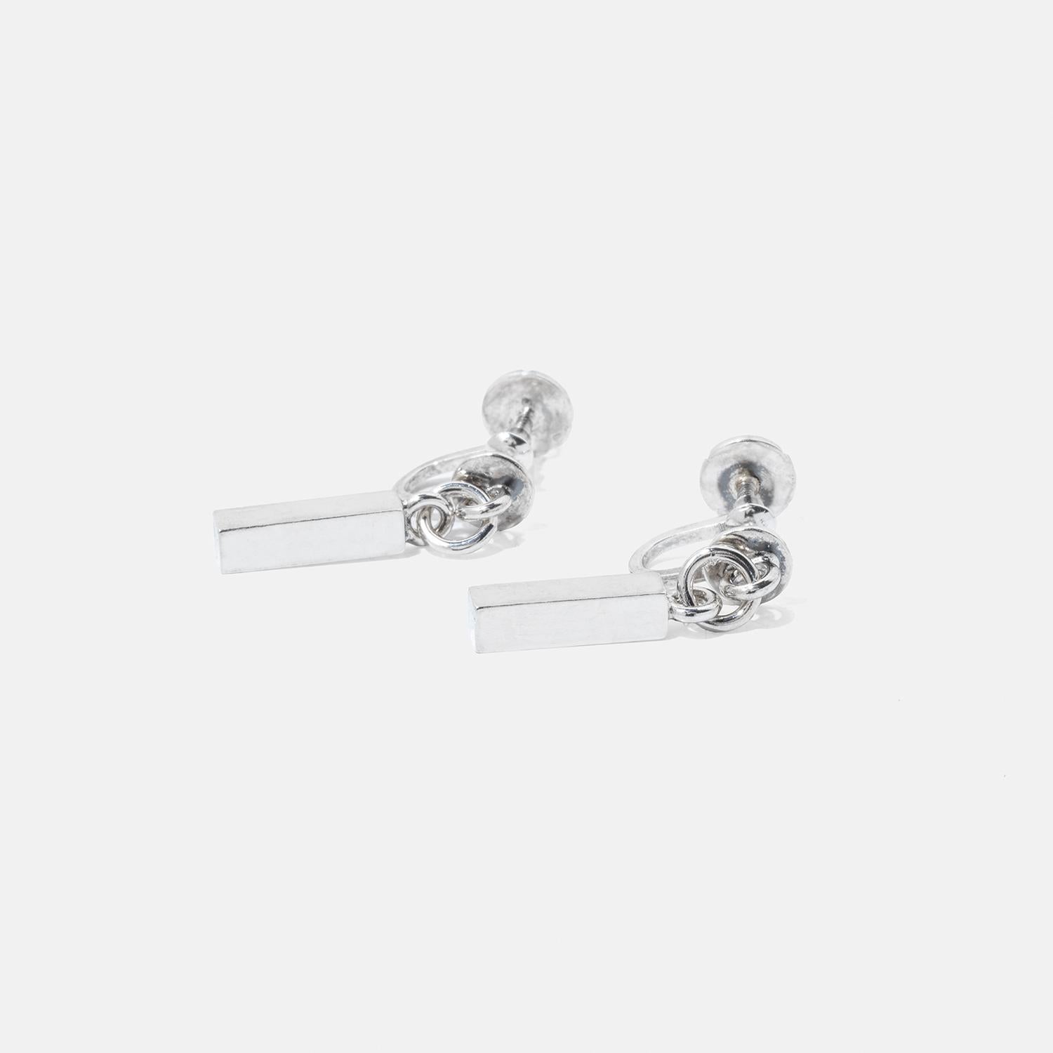 Vintage Silver Bar Earrings by Wiwen Nilsson Made 1960 For Sale 3