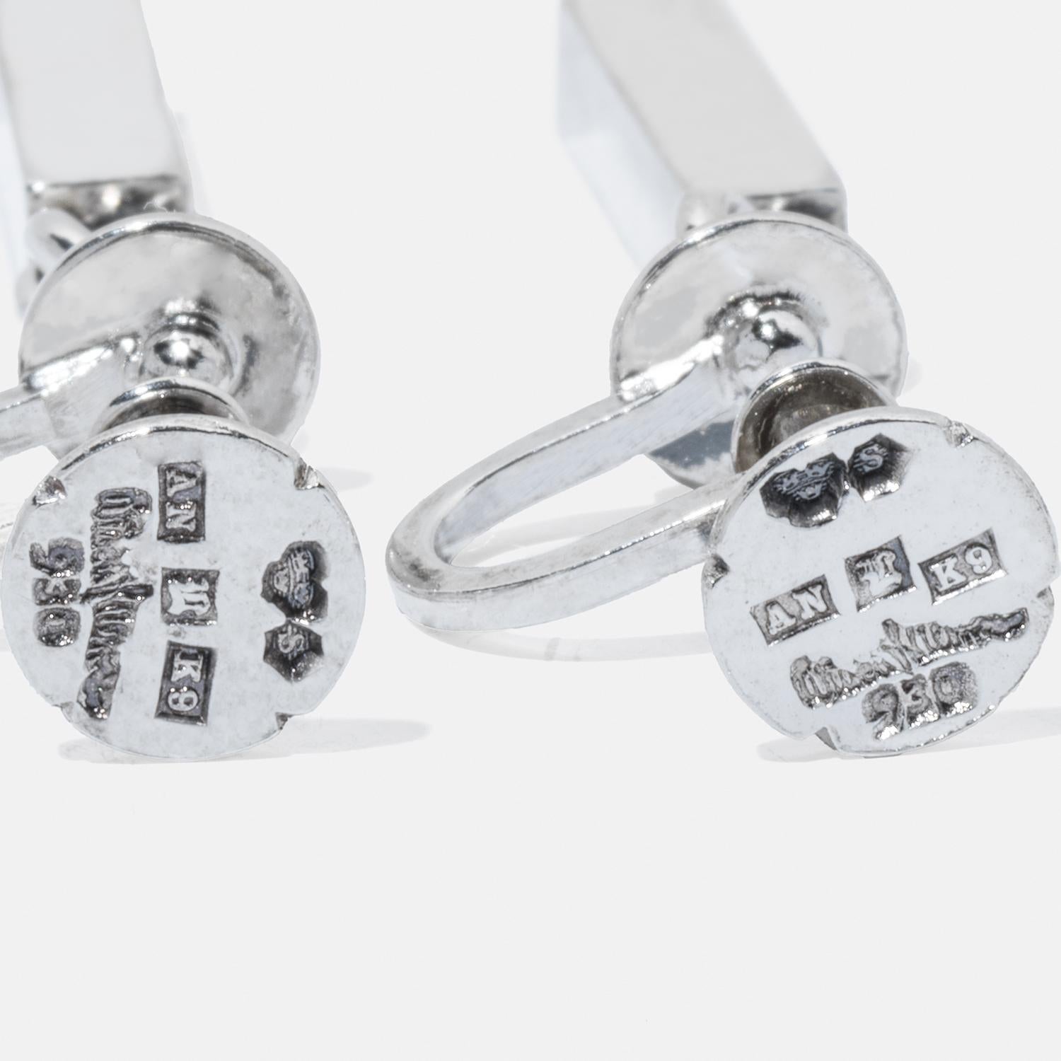 Vintage Silver Bar Earrings by Wiwen Nilsson Made 1960 For Sale 4