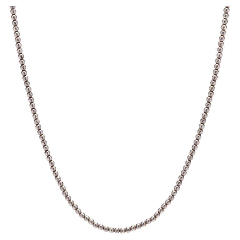 Vintage Silver Bead Necklace, Sterling Silver, Lobster Clasp, Blackened