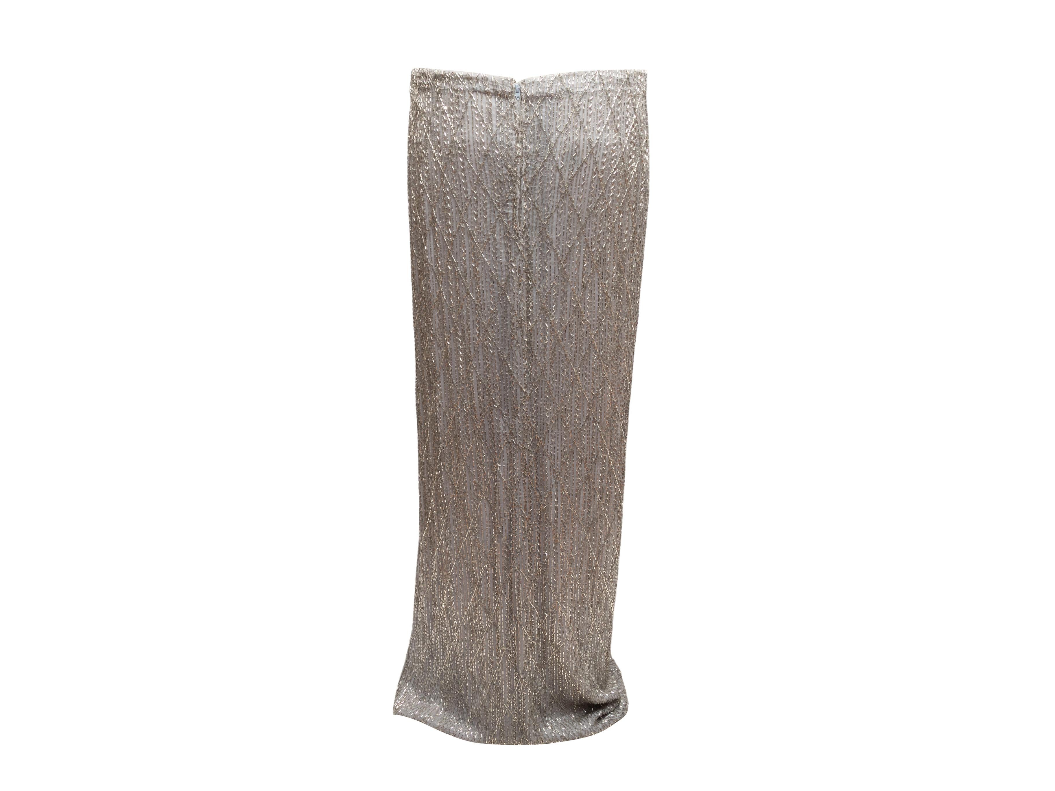 Argento A. Silver Bob Mackie - Maxi gonna con perline - taglia US M. in vendita