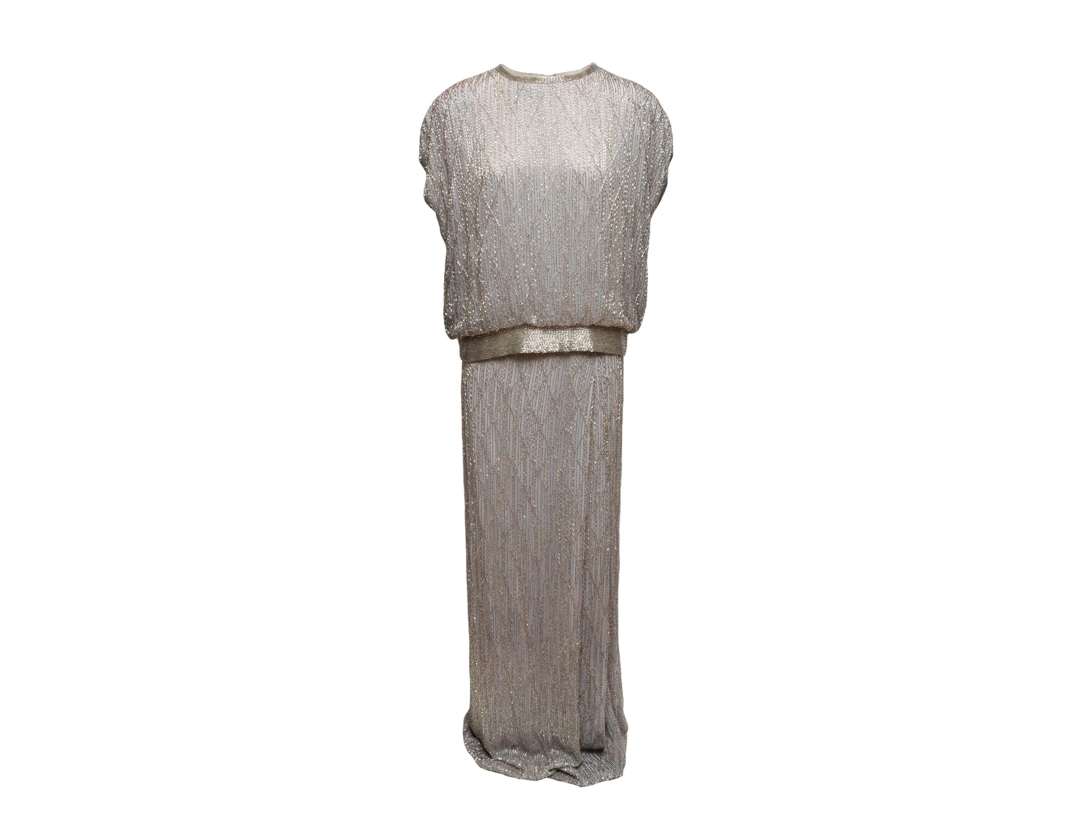Donna A. Silver Bob Mackie - Maxi gonna con perline - taglia US M. in vendita