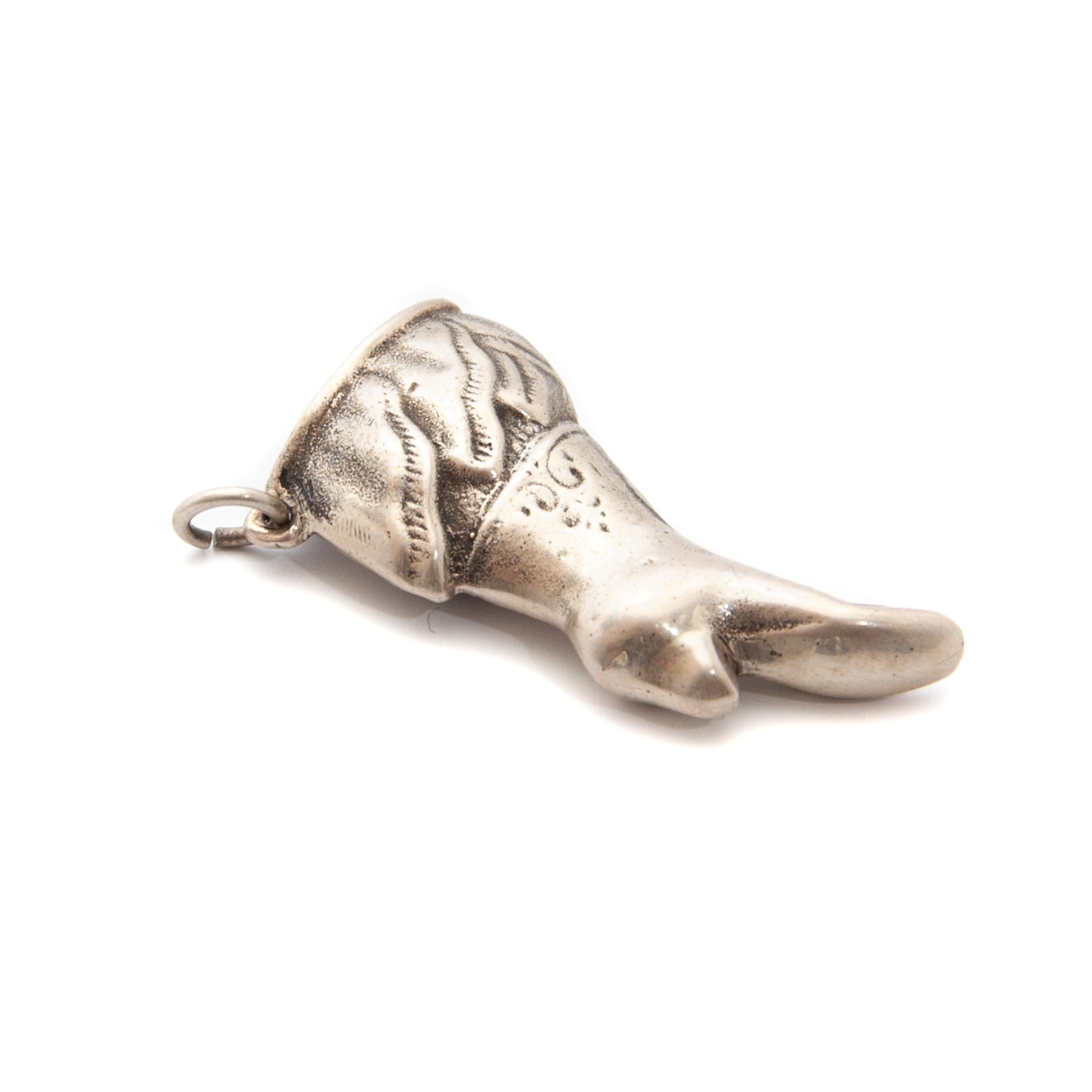 Vintage Boot Shoe Silver Charm Pendant For Sale 3