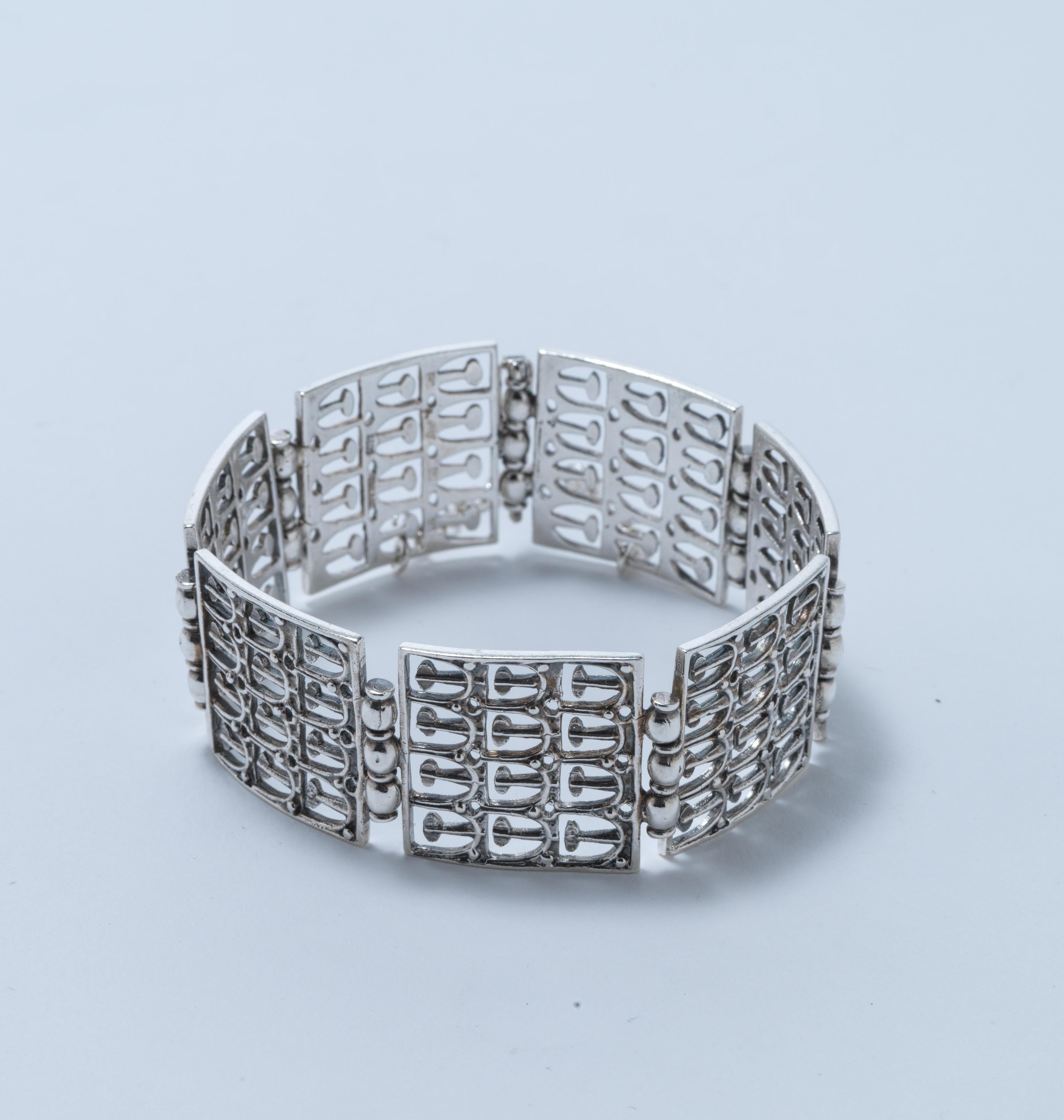 Silberarmband aus Silber von finnischem Meister Jorma Laine im Vintage-Stil. Hergestellt 1975. im Zustand „Gut“ in Stockholm, SE