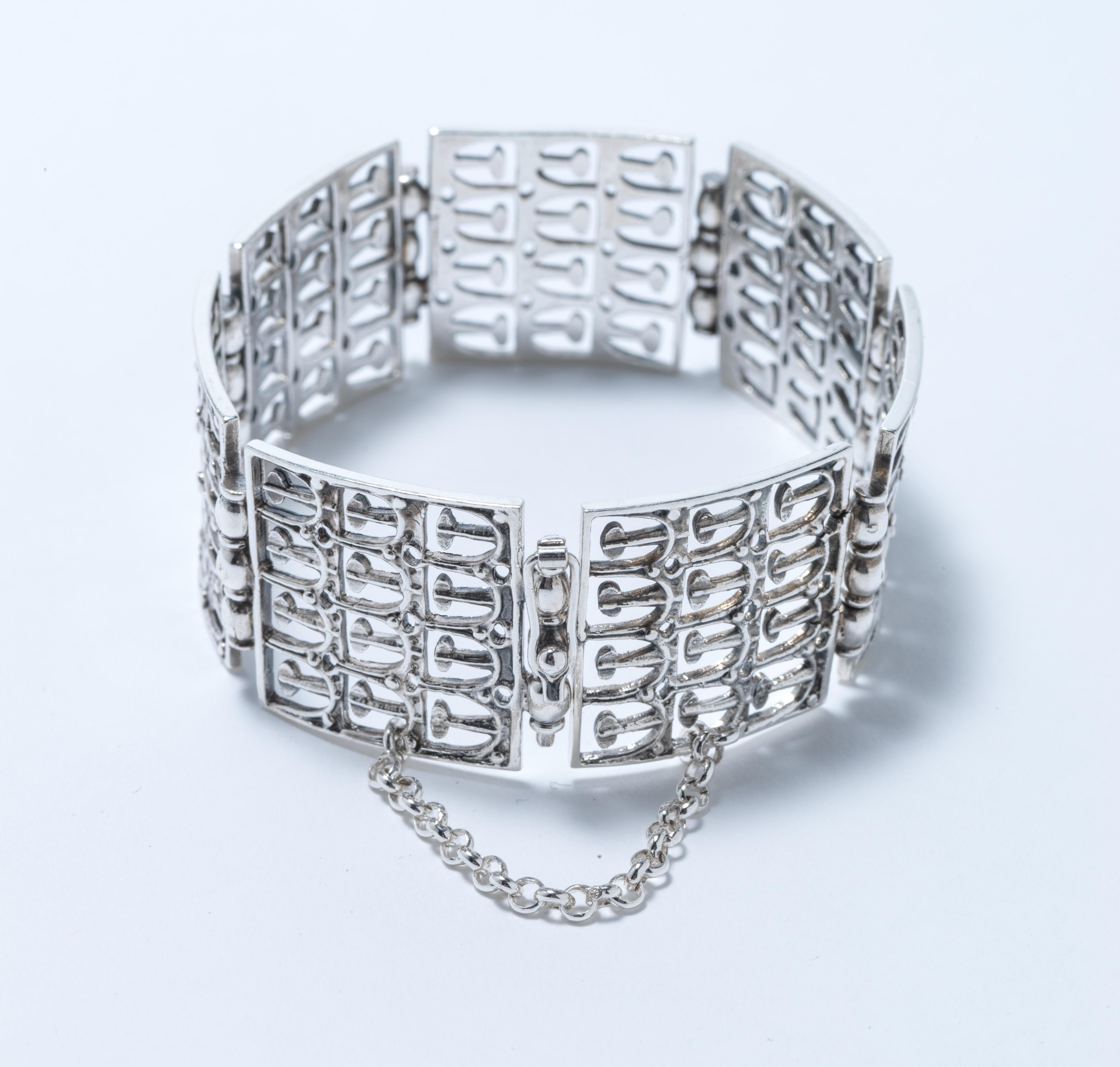 Silberarmband aus Silber von finnischem Meister Jorma Laine im Vintage-Stil. Hergestellt 1975. 2