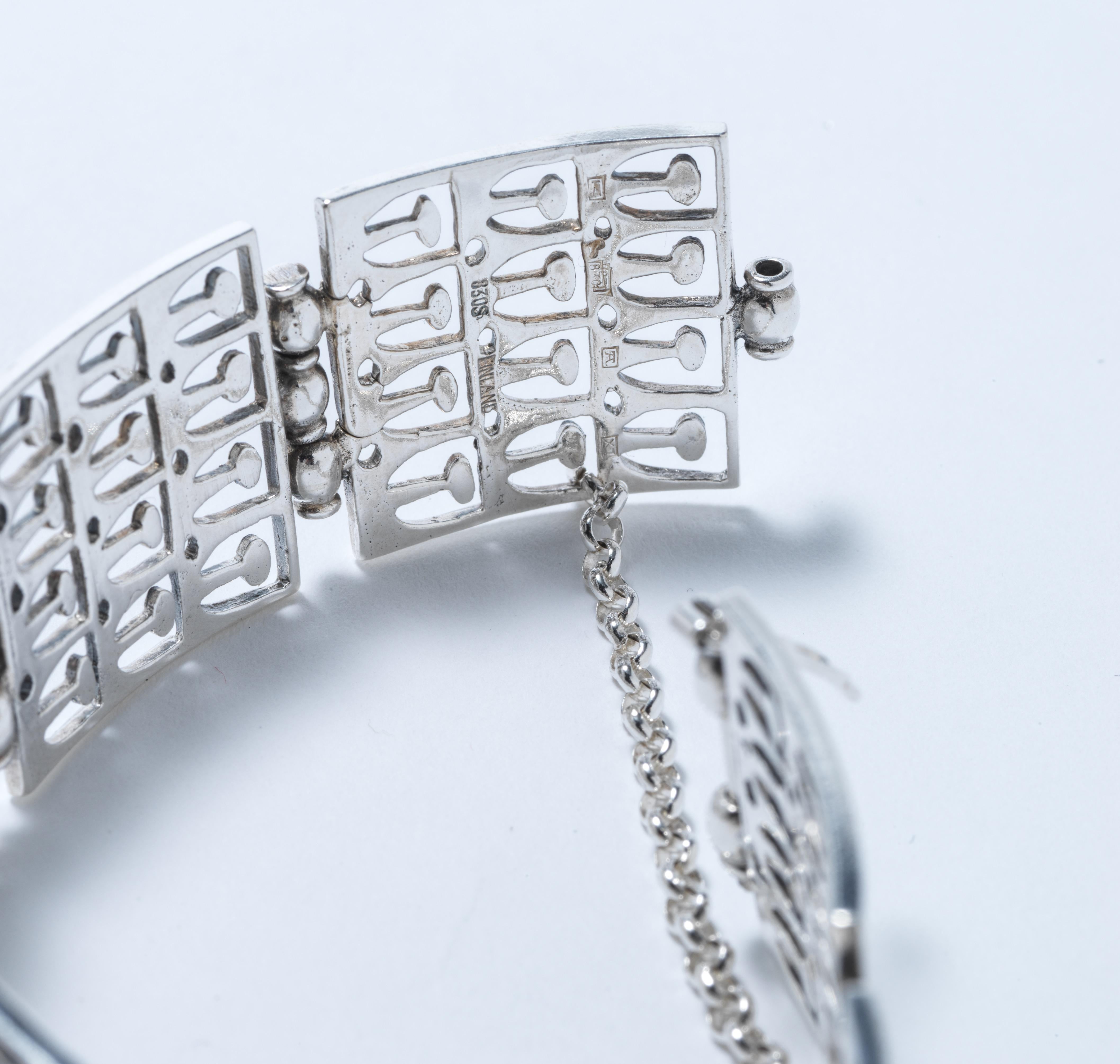 Silberarmband aus Silber von finnischem Meister Jorma Laine im Vintage-Stil. Hergestellt 1975. 4