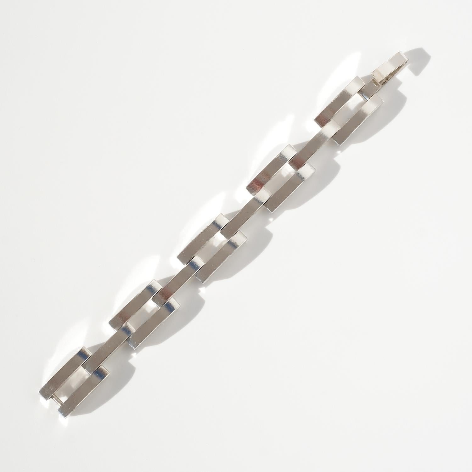 Vintage Silver Bracelet by Swedish Master Elon Arenhill Made 1977 2